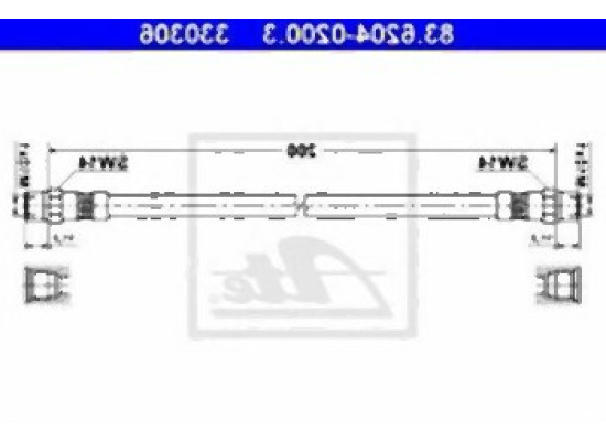 BMW E30 E32 E34 E36 Compact Rear Brake Hose 34321159878 ATE