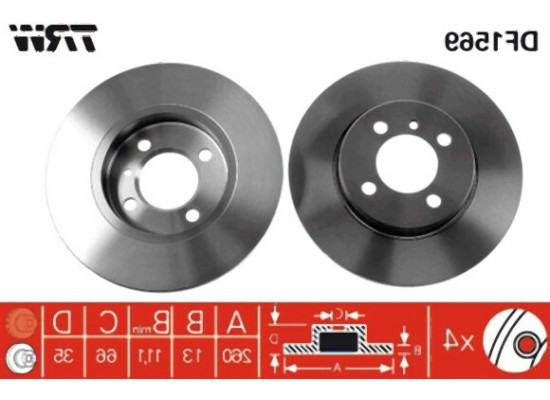 BMW E30 Front Brake Disc Flat Set 34116752434 TRW