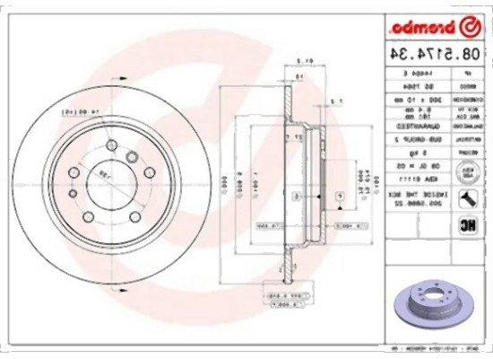 BMW E34 Rear Brake Disc Set 34211162305 BREMBO