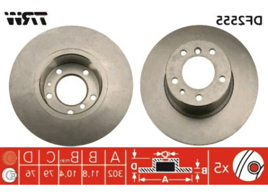 BMW E34 Front Brake Disc Flat Set 34111161693 TRW