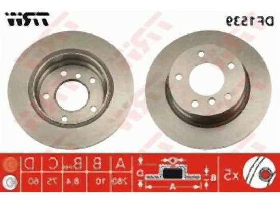 BMW E36 E46 Rear Brake Disc Flat Set 34216864051 TRW