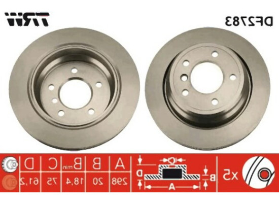 BMW E39 528i 530i d 540i Rear Brake Disc Air 34216767060 TRW