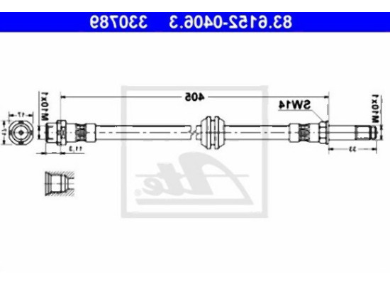 BMW E46 E85 E86 Front Brake Hose 34321164312 ATE