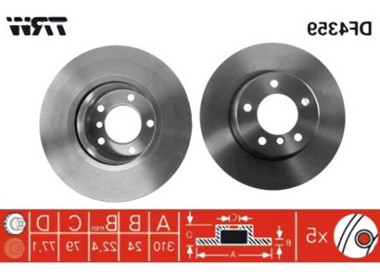 BMW E60 E61 Front Brake Disc Set 34116864059 TRW