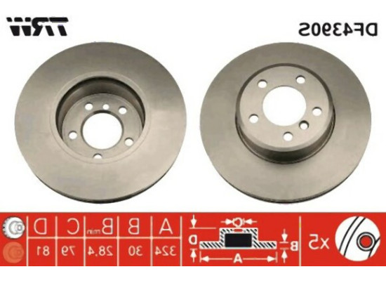 BMW E65 E66 Front Brake Disc Set 34116864049 TRW