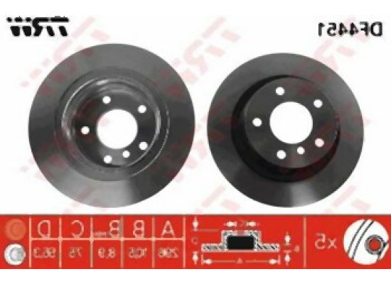 BMW E81 E82 E90 E92 Rear Brake Disc Flat Set 34216855002 TRW