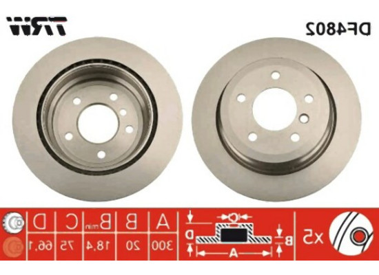 BMW E81 E84 E87 E90 E91 E92 E93 Rear Brake Disc Set 34216864901 TRW