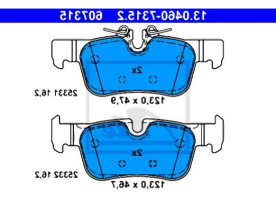 BMW MINI F39 F40 F45 F46 F48 F54 F60 Rear Brake Pads 34216859917 ATE