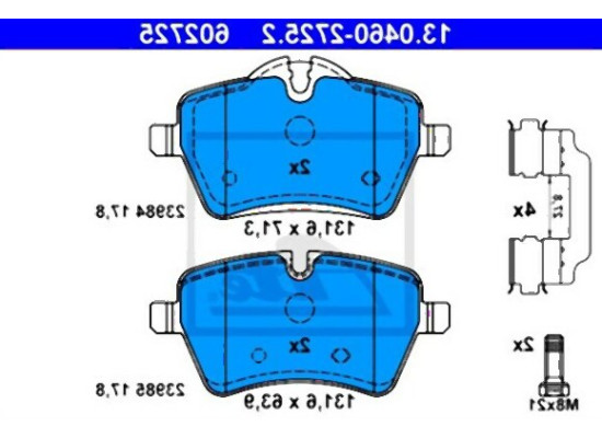 Mini R50 R52 R53 R55 R56 R57 R58 R59 John Cooper Works R60 R61 Front Brake Pads 34119804735 ATE