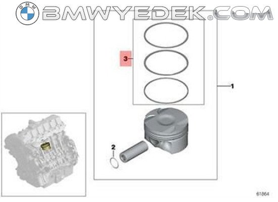 BMW Sekman E46/M43 Std 1.2*1.5*2 85 Mm Standart 1.2*1.5*2 85 Mm E36 061372005s Goe 11251437062