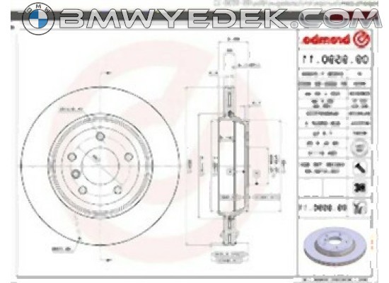 BMW E46 Rear Brake Disc Air Set 34216864052 BREMBO
