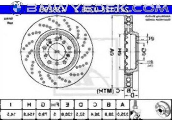 BMW E46 M3 Ön Fren Diski Sol - 34112282801 ATE