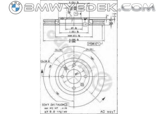 BMW E39 Arka Fren Diski Düz Takım - 34216767049 BREMBO