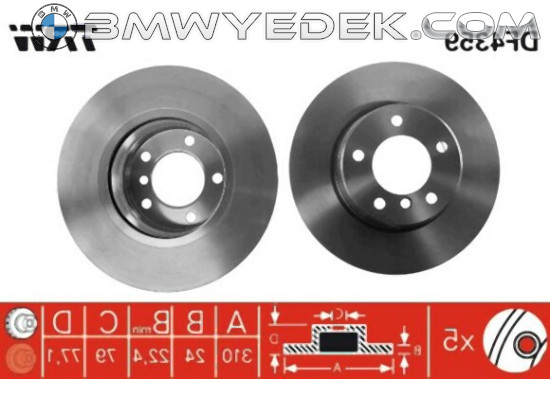 Комплект передних тормозных дисков BMW E60 E61 — 34116864059 TRW