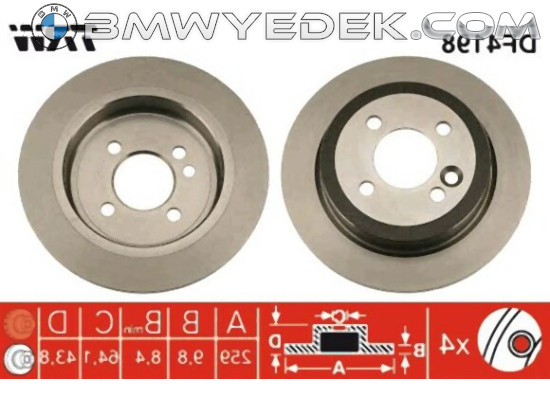 MINI R50 R52 R53 R55 R56 R57 R58 R59 Комплект задних тормозных дисков - 34211503070 TRW