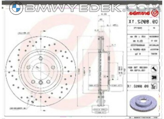 BMW E46 E85 E86 330 Front Brake Disc Air Set 34116864047 BREMBO