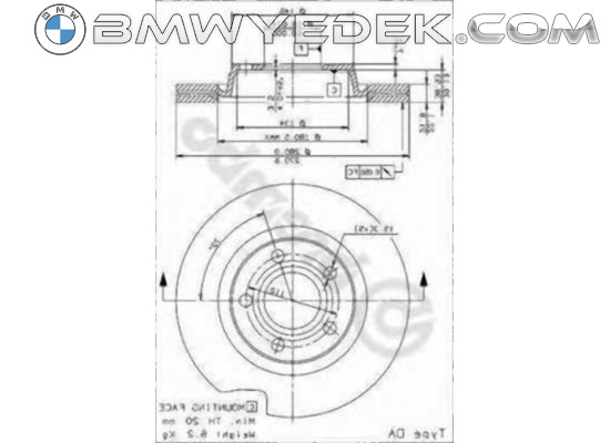 Комплект задних тормозных дисков BMW E53 - 34216859678 BREMBO