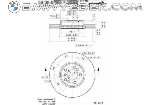 BMW E53 E83 Комплект передних тормозных дисков - 34116859679 BREMBO
