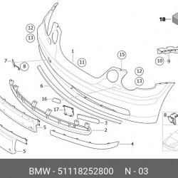 BMW Крышка противотуманной фары правая 51118252800 BMW Крышка противотуманной фары правая 51118252800