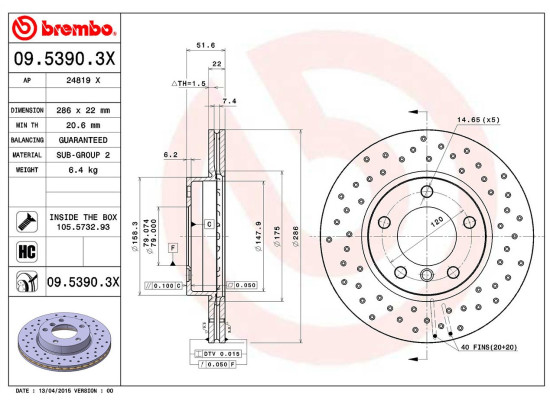 BMW Brembo Delikli Fren Diski Ön Hava Soğutmalı E36 - E46  34116855153 XTRA