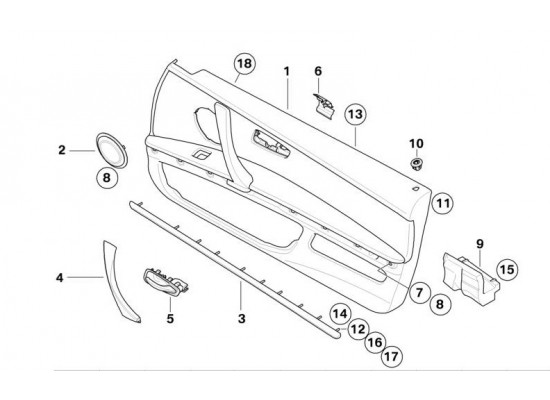 Bmw Door Trim Cover Leather Right 51416980500 51419135338