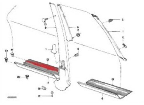 BMW E30 Arka Dış Eşik Bakaliti Sağ - 51471904646 BMW Orjinal