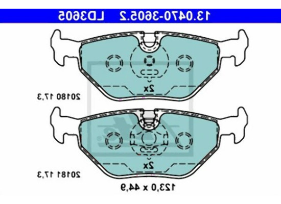 BMW E36 E46 E85 E86 Колодка задняя керамическая - 34216778168 ATE