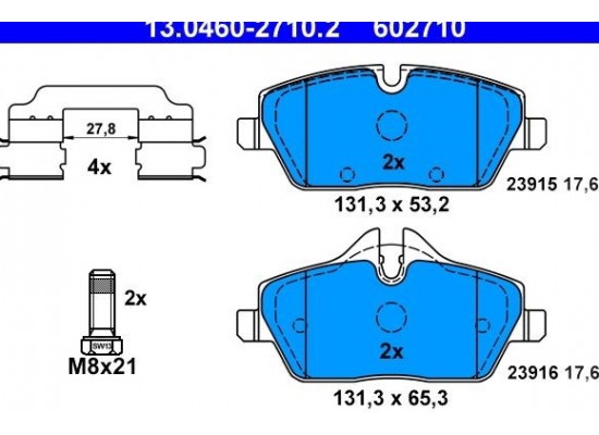 BMW MINI E81 E82 E87 E88 R56 R57 R58 R59 R60 R61 F54 F55 F56 F57 &Ouml;n Fren Balatası - 34116774050 4UU
