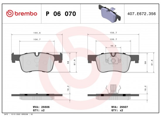 Bmw Fren Balatasi &Ouml;n &Ouml;n F20 F21 F22 F23 F30 F31 F32 F33 F34 F36 Touring Gt 2019 34116850568 12547,Bp12547
