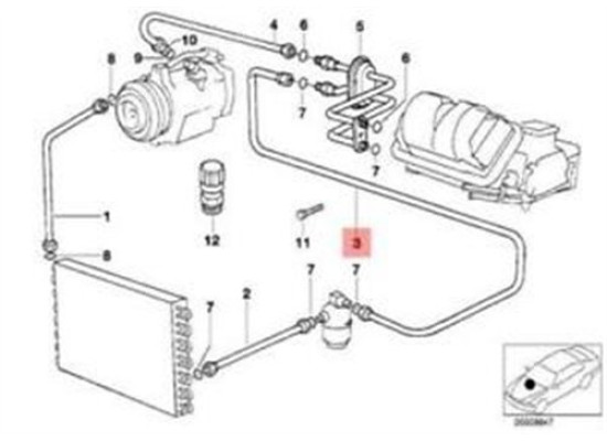 BMW Air Conditioner Pipe E34 E32 1542018 64538390620