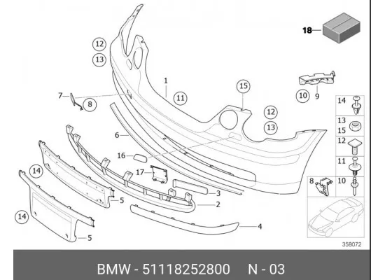 Bmw Kapak Sis Farı Sağ 51118252800