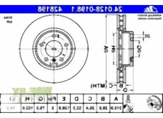 BMW E36 M3 Ön Fren Diski Havalı Sol - 34112227171 ATE BMW E36 M3 Ön Fren Diski Havalı Sol - 34112227171 ATE