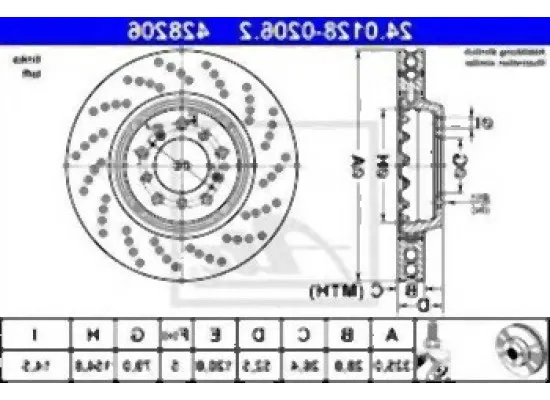 BMW E46 M3 Ön Fren Diski Sol - 34112282801 ATE BMW E46 M3 Ön Fren Diski Sol - 34112282801 ATE