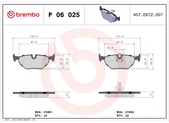 BMW E36 E46 E85 E86 Arka Fren Balatası - 34216778168 BREMBO