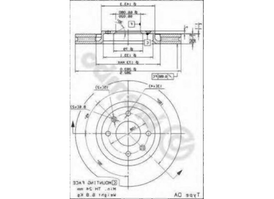 Комплект плоских задних тормозных дисков BMW E39 - 34216767049 BREMBO