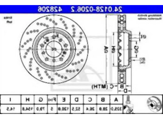 BMW E46 M3 Диск тормозной передний левый - 34112282801 ATE