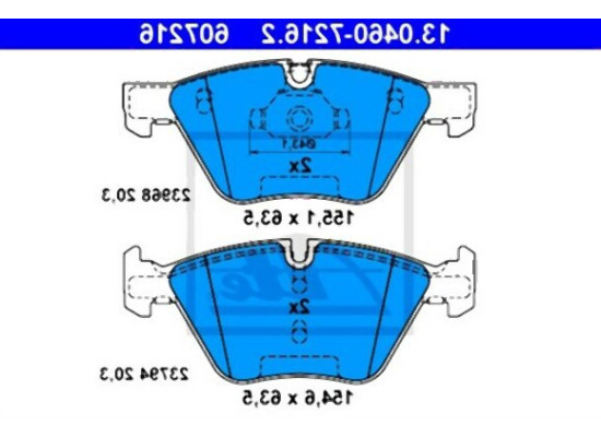 Передние тормозные колодки BMW E81 E82 E87 E88 E89 E90 E91 E92 E93 E94 - 34116777772 ATE