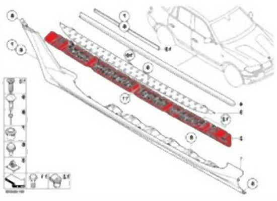 BMW E83 Подножка Левая - 51713401009 BMW Оригинал