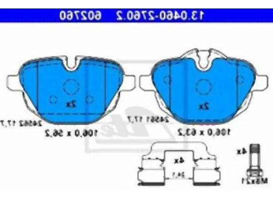 BMW E89 F10 F11 F25 F26 G01 G02 G05 G06 G11 G12 G30 G31 G32 Задняя тормозная колодка - 34216796741 ATE