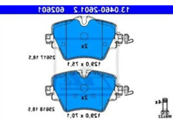 Передние тормозные колодки BMW MINI E89 F39 F40 F44 F45 F46 F48 F54 F60 G01 G02 G20 G21 G29 G30 G31 - 34106860019i ATE